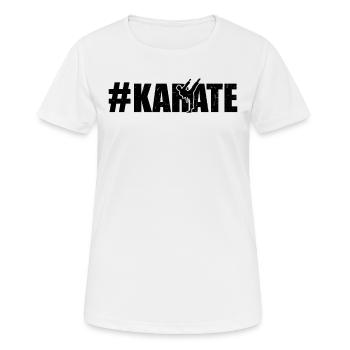 #Karate - Entraînement de karaté Karaté Combattant - T-shirt respirant Femme - blanc - Devant - AI Model Female 172 dark (172cm)