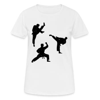 Silhouettes de combattants de karaté Karaté - T-shirt respirant Femme - blanc - Devant - AI Model Female 172 dark (172cm)