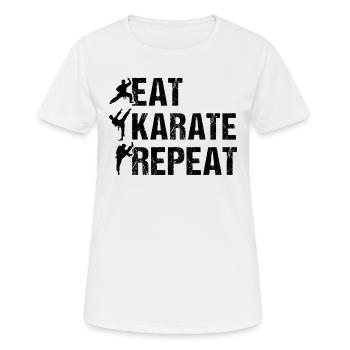 Eat Karate Repeat - Combattant de karaté - T-shirt respirant Femme - blanc - Devant - AI Model Female 172 dark (172cm)