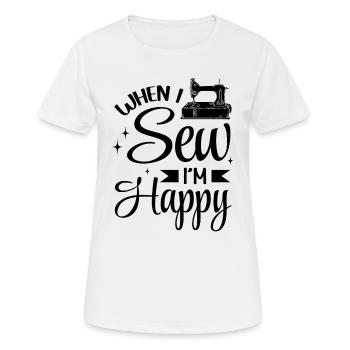 Quand je couds, je suis heureux - Sewing Machine Sewing Lover - T-shirt respirant Femme - blanc - Devant - AI Model Female 172 dark (172cm)