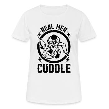 Real Men Cuddle - Drôle Jiu Jitsu Drôle Brésilien - T-shirt respirant Femme - blanc - Devant - AI Model Female 172 dark (172cm)