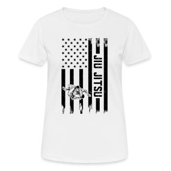 Jiu Jitsu US Flag Brazilian Jiu Jitsu Fighter - Women's Breathable T-Shirt - white - Front - AI Model Female 172 dark (172cm)