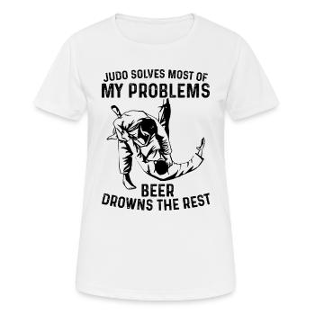 Judo solves most of my problems beer drowns the re - Women's Breathable T-Shirt - white - Front - AI Model Female 172 dark (172cm)