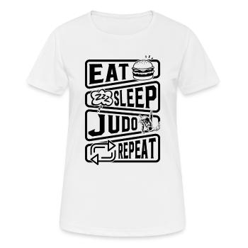 Manger Dormir Judo Répéter - Judo Arts Martiaux Judo - T-shirt respirant Femme - blanc - Devant - AI Model Female 172 dark (172cm)