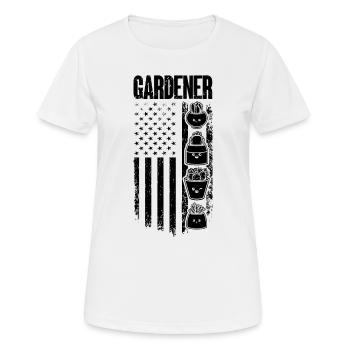 Gardener US Flag Landscaping Hobby Gardener - Frauen T-Shirt atmungsaktiv - Weiß - Vorne - AI Model Female 172 dark (172cm)
