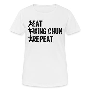 Manger Wing Chun Repeat - Combattant de Wing Chun - T-shirt respirant Femme - blanc - Devant - AI Model Female 172 dark (172cm)