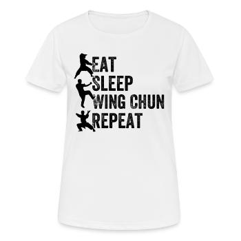 Manger Dormir Wing Chun Répéter - Combattant de Wing Chun - T-shirt respirant Femme - blanc - Devant - AI Model Female 172 dark (172cm)