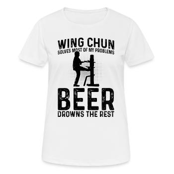 Wing Chun solves most of my problems, beer drowns - Women's Breathable T-Shirt - white - Front - AI Model Female 172 dark (172cm)