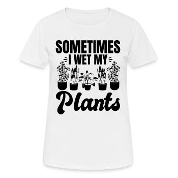 Parfois, je mouille mes plantes - Jardinage amusant - T-shirt respirant Femme - blanc - Devant - AI Model Female 172 dark (172cm)
