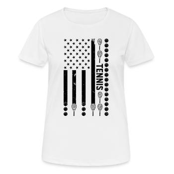 Joueur de tennis Tennis US Flag Tennis - T-shirt respirant Femme - blanc - Devant - AI Model Female 172 dark (172cm)