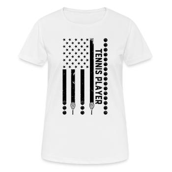 Joueur de tennis US Flag Tennis - T-shirt respirant Femme - blanc - Devant - AI Model Female 172 dark (172cm)