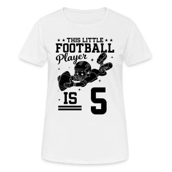 Joueur de football de 5 ans - 5ème anniversaire Footbal - T-shirt respirant Femme - blanc - Devant - AI Model Female 172 dark (172cm)