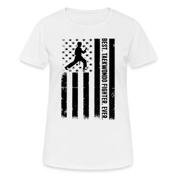 Meilleur combattant de taekwondo de tous les temps - Taekwondo US Flag - T-shirt respirant Femme - blanc - Devant - AI Model Female 172 dark (172cm)