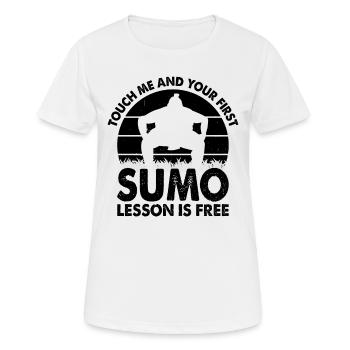 Touch me and your first Sumo lesson is free - Sumo - Women's Breathable T-Shirt - white - Front - AI Model Female 172 dark (172cm)