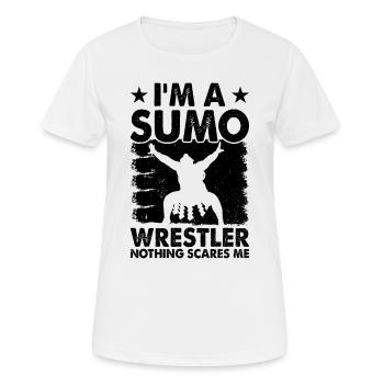 I'm a sumo wrestler nothing scares me - Funny Sumo - Women's Breathable T-Shirt - white - Front - AI Model Female 172 dark (172cm)
