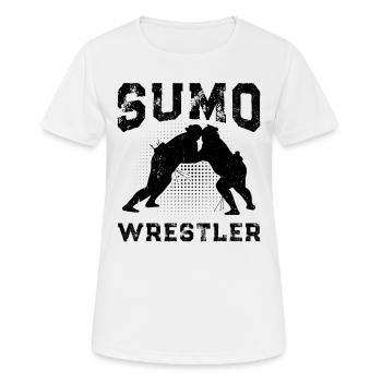 Lutteur de sumo Lutte de sumo Combattant de sumo - T-shirt respirant Femme - blanc - Devant - AI Model Female 172 dark (172cm)