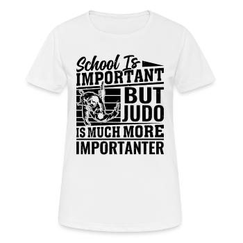 L’école est importante, mais le judo est beaucoup plus important - T-shirt respirant Femme - blanc - Devant - AI Model Female 172 dark (172cm)