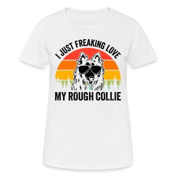 Rough Collie - J’adore mon Rough Colli - T-shirt respirant Femme - blanc - Devant - AI Model Female 172 dark (172cm)