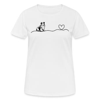 Rough Collie Lover - Rough Collie Heartbeat Heart - Frauen T-Shirt atmungsaktiv - Weiß - Vorne - AI Model Female 172 dark (172cm)