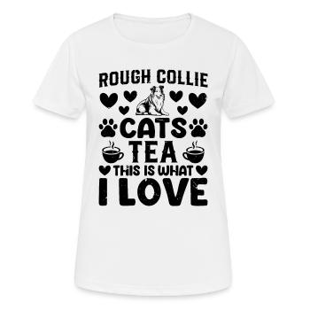 Thé pour chats Rough Collie C’est ce que j’aime - Rough - T-shirt respirant Femme - blanc - Devant - AI Model Female 172 dark (172cm)