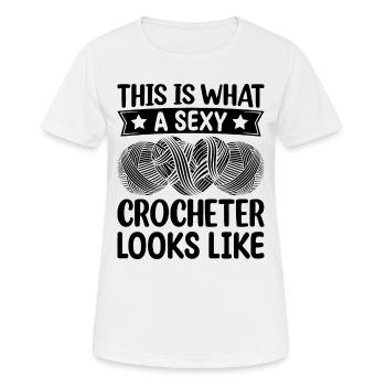Voici à quoi ressemble une crocheteuse sexy - Sexy Cr - T-shirt respirant Femme - blanc - Devant - AI Model Female 172 dark (172cm)