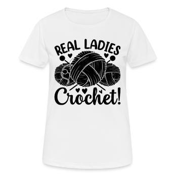 Real ladies crochet - Crochet Girls - Frauen T-Shirt atmungsaktiv - Weiß - Vorne - AI Model Female 172 dark (172cm)