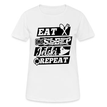 Eat Sleep Jetski Repeat - Sports nautiques Jetski Driv - T-shirt respirant Femme - blanc - Devant - AI Model Female 172 dark (172cm)