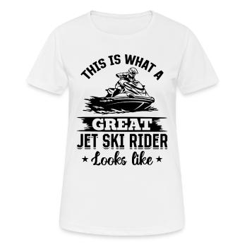 Voici à quoi ressemble un grand pilote de jet ski - Je - T-shirt respirant Femme - blanc - Devant - AI Model Female 172 dark (172cm)
