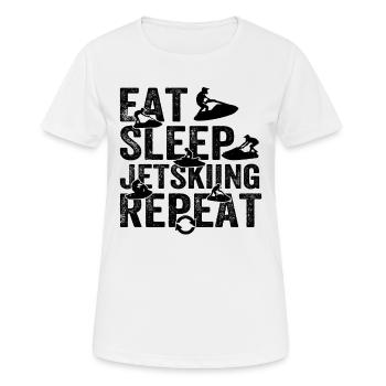 Eat Sleep Jet skiing Repeat - Funny Jetski Racing - Frauen T-Shirt atmungsaktiv - Weiß - Vorne - AI Model Female 172 dark (172cm)