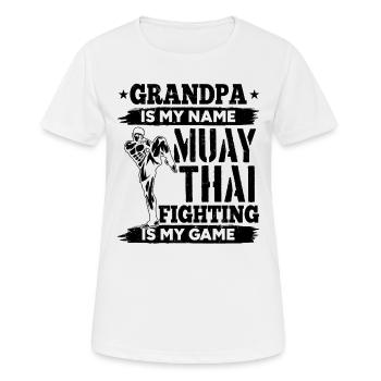 Papy est mon nom Le combat Muay Thai est mon jeu - T-shirt respirant Femme - blanc - Devant - AI Model Female 172 dark (172cm)