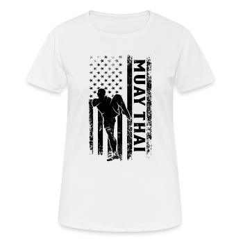Muay Thai US Flag Muay Thai Fighter - Women's Breathable T-Shirt - white - Front - AI Model Female 172 dark (172cm)