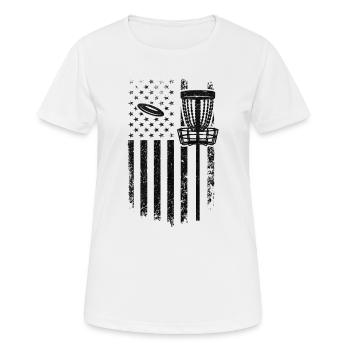 Disc Golf America Flag - Disc Golfer Disc Golfing - Frauen T-Shirt atmungsaktiv - Weiß - Vorne - AI Model Female 172 dark (172cm)