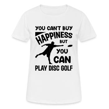 Le bonheur n’achète pas, mais vous pouvez jouer au disc golf - T-shirt respirant Femme - blanc - Devant - AI Model Female 172 dark (172cm)
