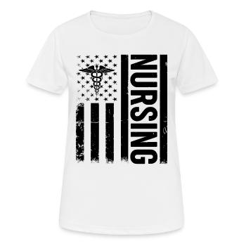 Infirmière Infirmière Drapeau US - Infirmière d’hôpital - T-shirt respirant Femme - blanc - Devant - AI Model Female 172 dark (172cm)