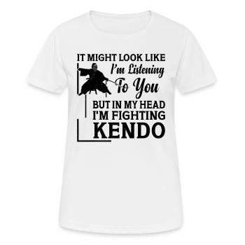 Kendo Fighter - mais dans ma tête, je me bats contre le Kendo - T-shirt respirant Femme - blanc - Devant - AI Model Female 172 dark (172cm)