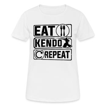 Eat Kendo Repeat - Japanese Kendo Wrestler - Women's Breathable T-Shirt - white - Front - AI Model Female 172 dark (172cm)