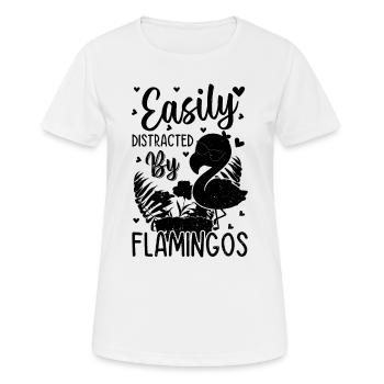 Pink Flamingo Lover - Easily distracted by flaming - Frauen T-Shirt atmungsaktiv - Weiß - Vorne - AI Model Female 172 dark (172cm)