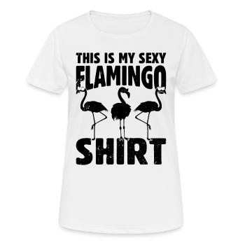 C’est ma chemise sexy flamant rose - Flamingo - T-shirt respirant Femme - blanc - Devant - AI Model Female 172 dark (172cm)