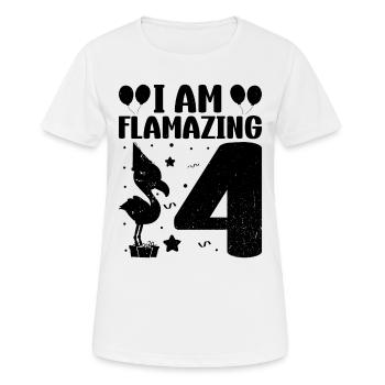 Je suis Flamazing 4 ans Flamingo Fête d’anniversaire - T-shirt respirant Femme - blanc - Devant - AI Model Female 172 dark (172cm)
