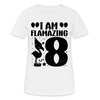 Je suis Flamazing 8 ans Flamingo Fête d’anniversaire - T-shirt respirant Femme - blanc - Devant - AI Model Female 172 dark (172cm)