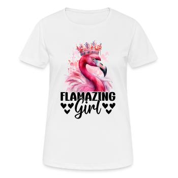 Flamazing Girl Flamingo Girl - Women's Breathable T-Shirt - white - Front - AI Model Female 172 dark (172cm)