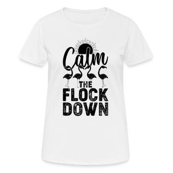 Calm The Flock Down - Drôle de flamant rose - T-shirt respirant Femme - blanc - Devant - AI Model Female 172 dark (172cm)