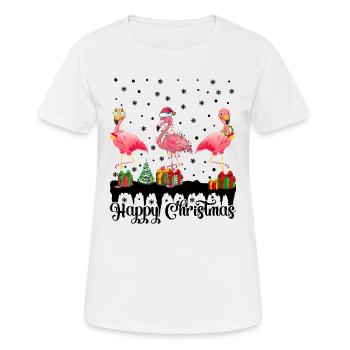 Flamingo Happy Christmas Flamingos - Frauen T-Shirt atmungsaktiv - Weiß - Vorne - AI Model Female 172 dark (172cm)