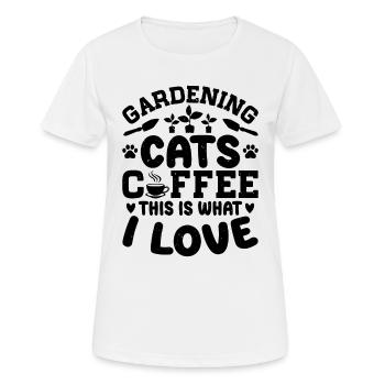 Jardinage chats café c’est ce que j’aime - - T-shirt respirant Femme - blanc - Devant - AI Model Female 172 dark (172cm)