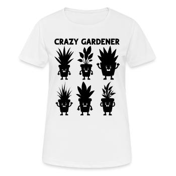 Crazy Gardener - Plant Lover Funny Gardening - Women's Breathable T-Shirt - white - Front - AI Model Female 172 dark (172cm)
