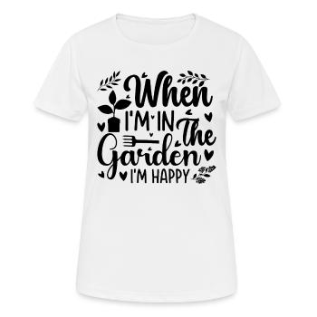 Quand je suis dans le jardin, je suis heureux - Jardinage Hobby - T-shirt respirant Femme - blanc - Devant - AI Model Female 172 dark (172cm)