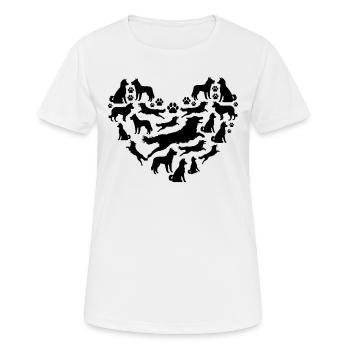 Border Collie Coeur Border Collie Pattes - T-shirt respirant Femme - blanc - Devant - AI Model Female 172 dark (172cm)