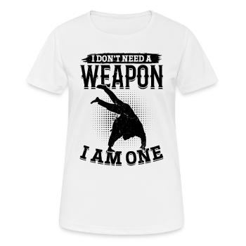 Je n’ai pas besoin d’une arme, j’en suis une - Combattant de judo - T-shirt respirant Femme - blanc - Devant - AI Model Female 172 dark (172cm)