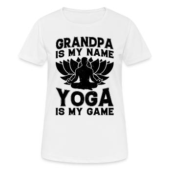 Papi est mon nom Le yoga est mon jeu - Yoga Papi - T-shirt respirant Femme - blanc - Devant - AI Model Female 172 dark (172cm)