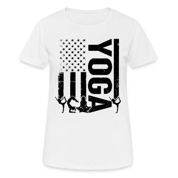 Yoga US Flag Yoga Lover Yoga Pose - Women's Breathable T-Shirt - white - Front - AI Model Female 172 dark (172cm)